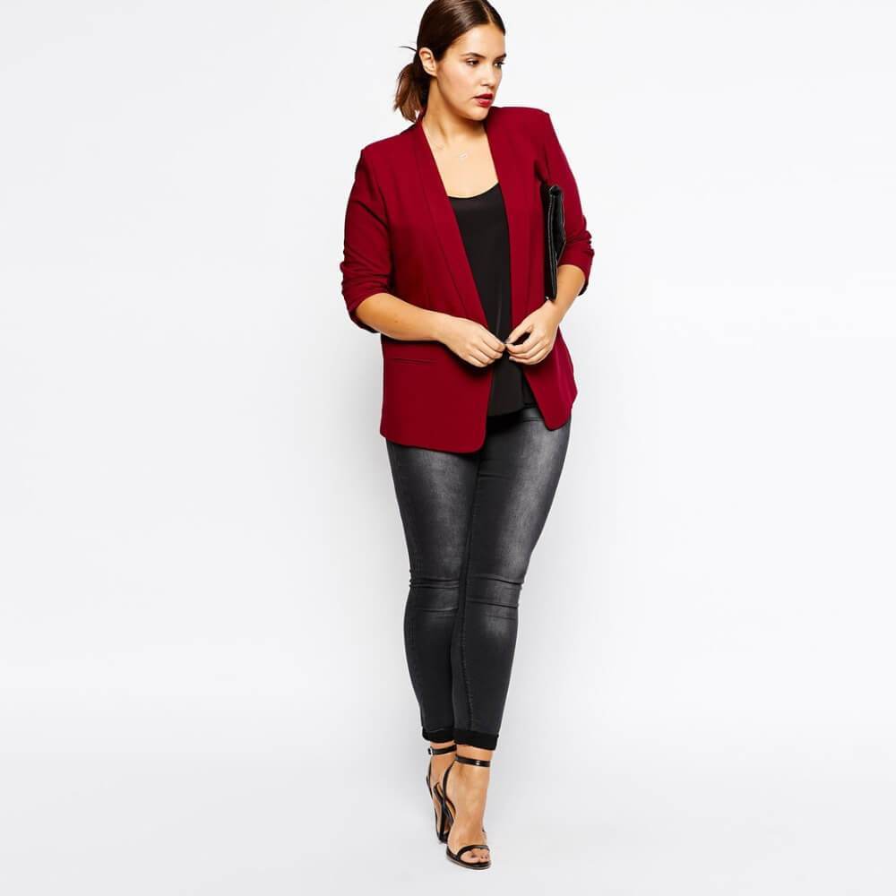 Slim Lapel Linen Blazer maroon