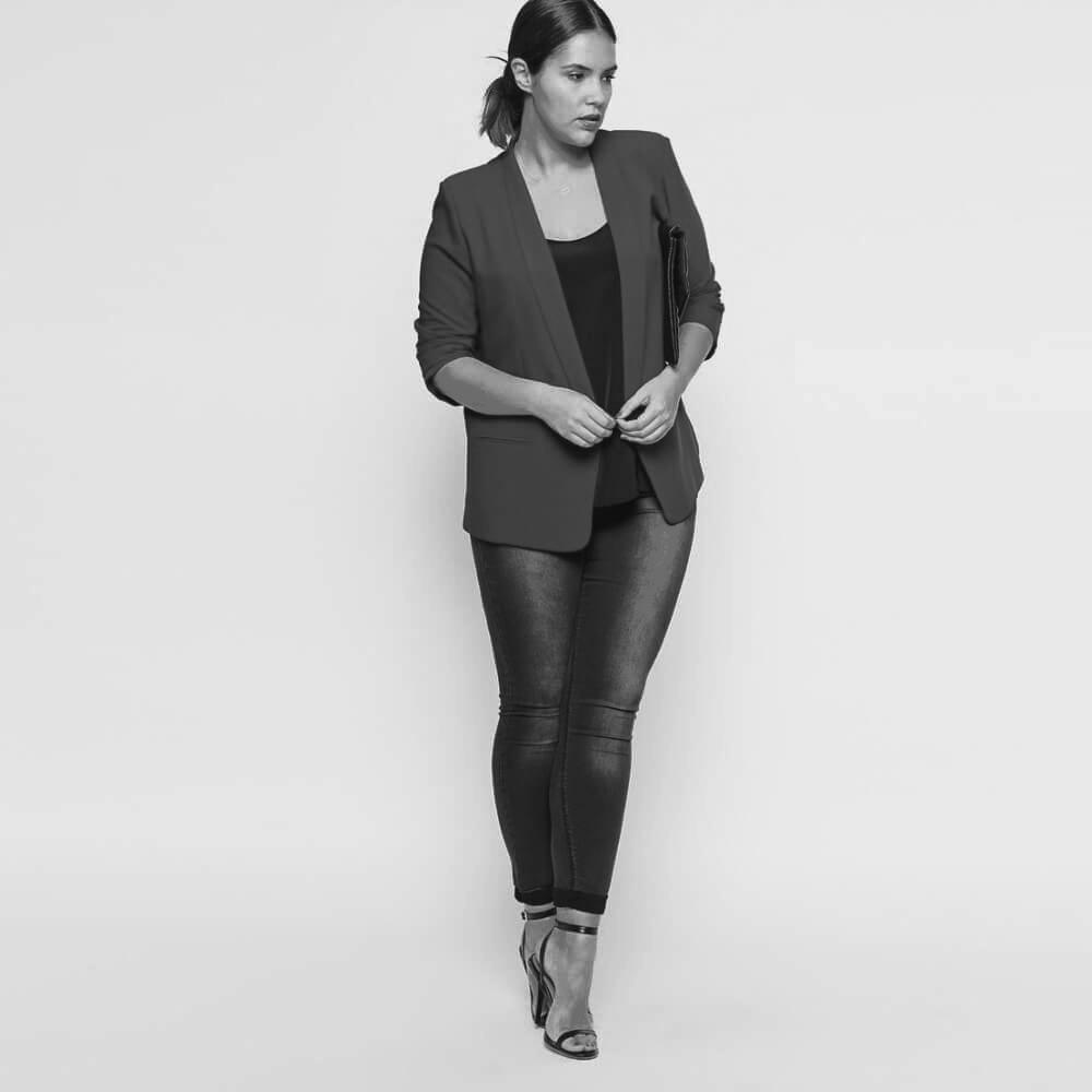 Slim Lapel Linen Blazer black