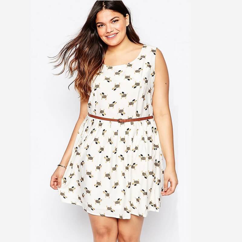 Printed A-line Sleeveless Dress